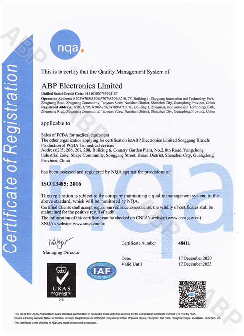 ISO13485:2016-ABP Electronics Limited-Songgang